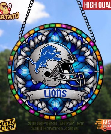 Limited Edition Lions Stained Glass Suncatcher - High Quality Nfl Fan Decor, Fast Delivery