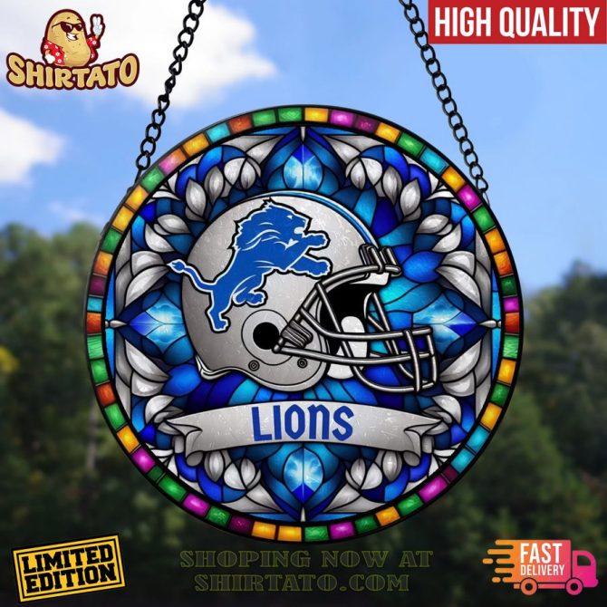 Limited Edition Lions Stained Glass Suncatcher - High Quality Nfl Fan Decor, Fast Delivery
