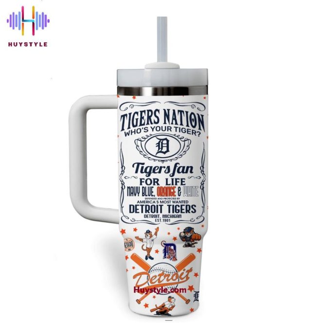 Detroit Tigers Fan Tumbler With Straw - Who'S Your Tiger? Durable, Stylish Mug For True Fans - Image 2