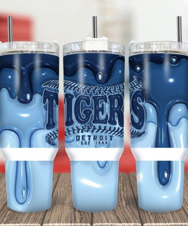 Detroit Tigers 1894 Blue Tumbler With Handle & Straw - 20Oz Insulated Mug For Hot/Cold Drinks