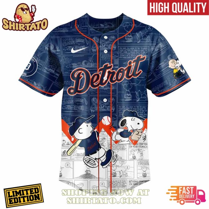 Limited Edition Peanuts 75Th Anniversary Detroit Baseball Jersey - High Quality & Fast Delivery - Image 2