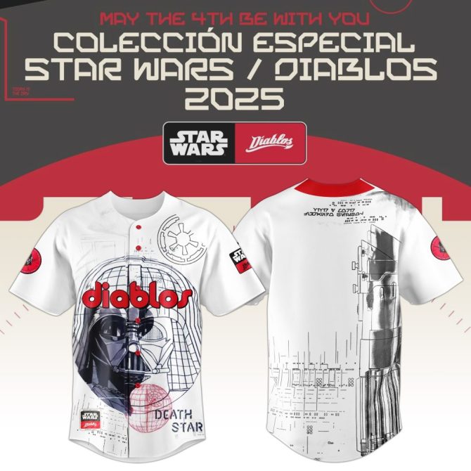 Limited Edition Star Wars/Diablos 2025 Baseball Jersey - May The 4Th Be With You!