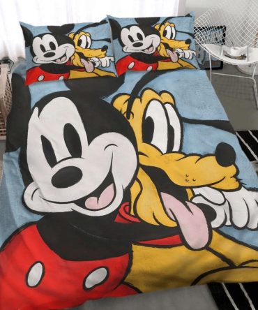 Cozy Disney Mickey & Pluto Bedding Set – Soft Cartoon Duvet Cover For Kids & Adults