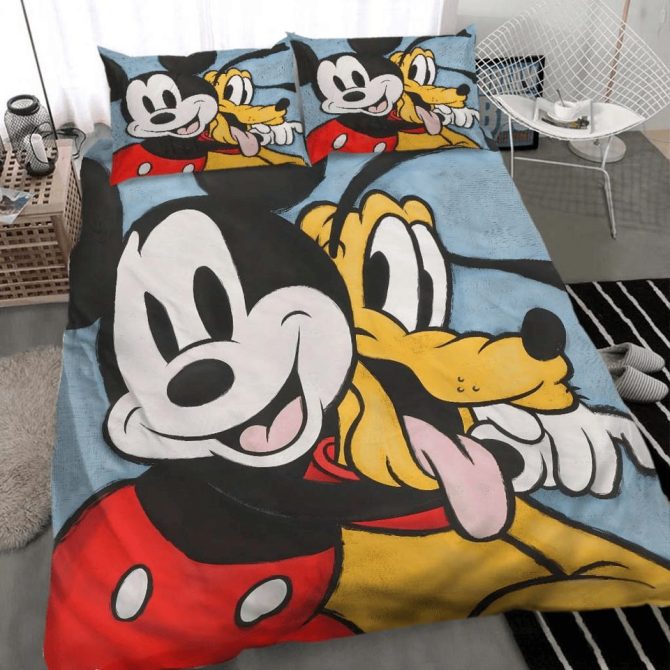 Cozy Disney Mickey & Pluto Bedding Set – Soft Cartoon Duvet Cover For Kids & Adults