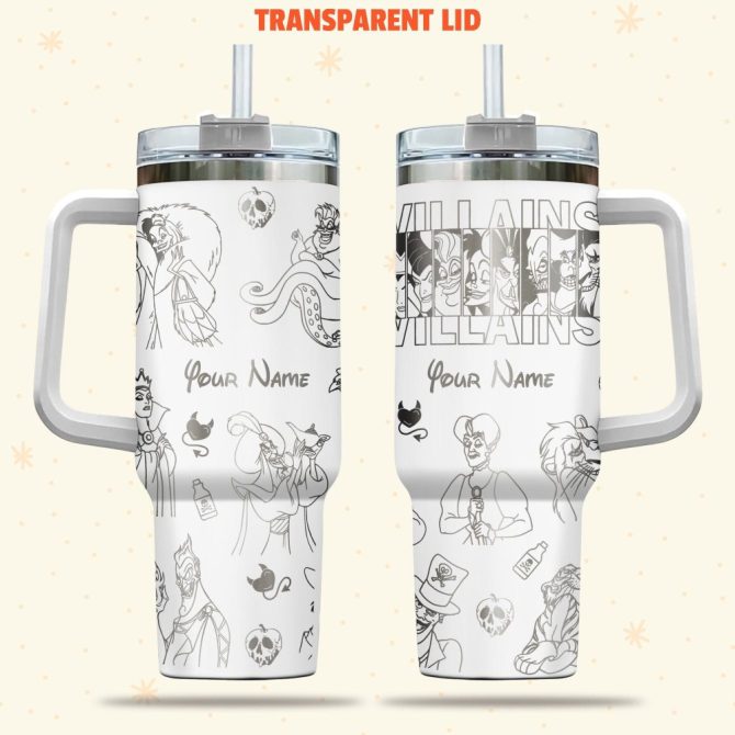Customizable Villains Tumbler With Handle & Transparent Lid – Add Your Name, Perfect Gift!