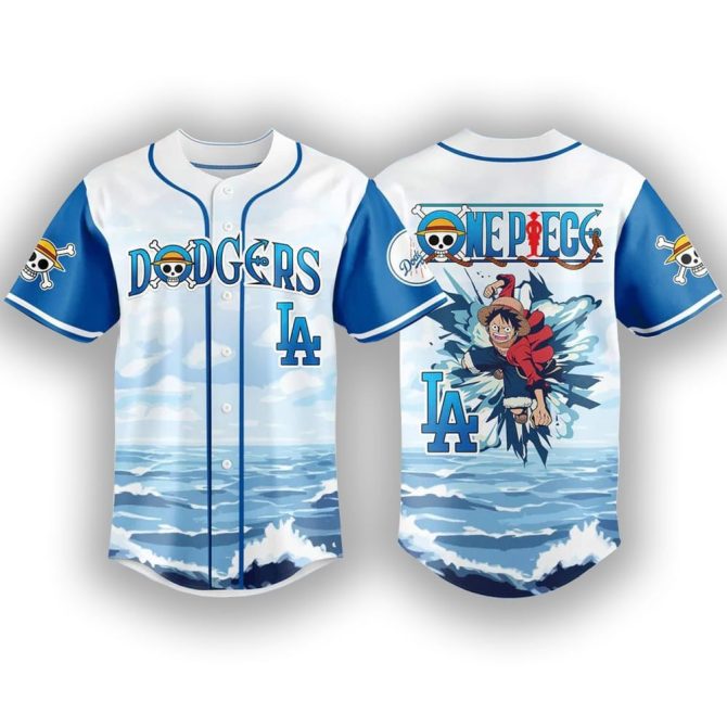 Anime Lovers La Dodgers One Piece Baseball Jersey - Unique Fan Gear, Perfect Gift!