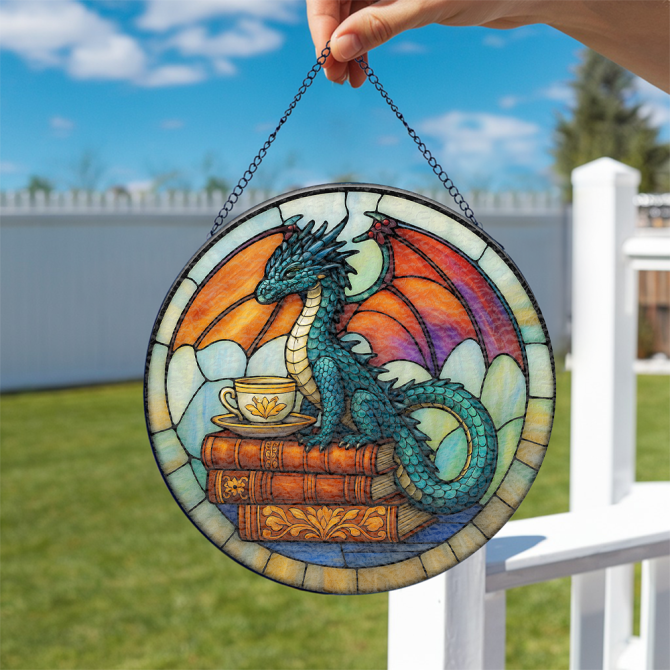 Enchanting Dragon Stained Glass Suncatcher - Fantasy Art Decor For Home & Garden - Image 2