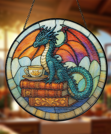 Enchanting Dragon Stained Glass Suncatcher - Fantasy Art Decor For Home & Garden