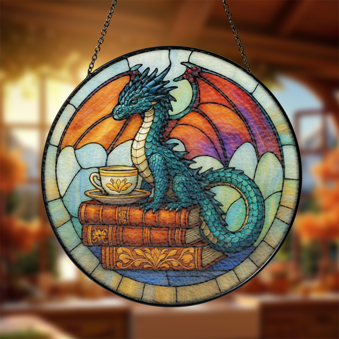 Enchanting Dragon Stained Glass Suncatcher - Fantasy Art Decor For Home & Garden