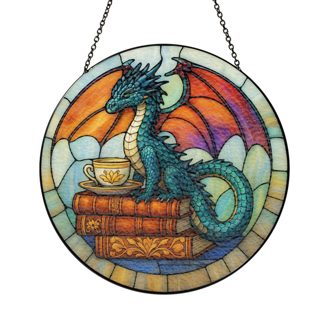 Enchanting Dragon Stained Glass Suncatcher - Fantasy Art Decor For Home & Garden - Image 3