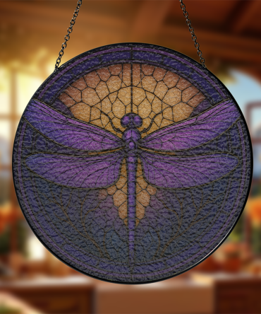 Elegant Dragonfly Stained Glass Sun Catcher - Handcrafted Window Decor For Home & Garden