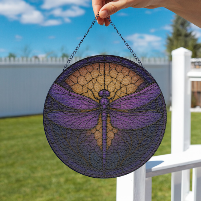 Elegant Dragonfly Stained Glass Sun Catcher - Handcrafted Window Decor For Home & Garden - Image 2