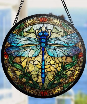 Handcrafted Dragonfly Stained Glass Suncatcher – Vibrant Window Decor Art