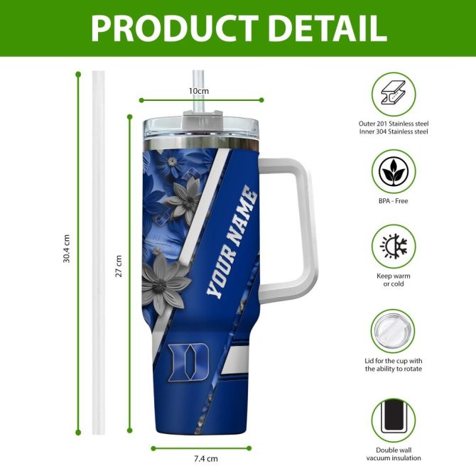 Custom Duke Blue Devils Tumbler Mug With Name - Personalized Ncaa Fan Gift 30Oz - Image 2