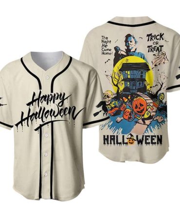Spooky Halloween Baseball Jersey – Trick Or Treat Graphic Tee For Festive Fun