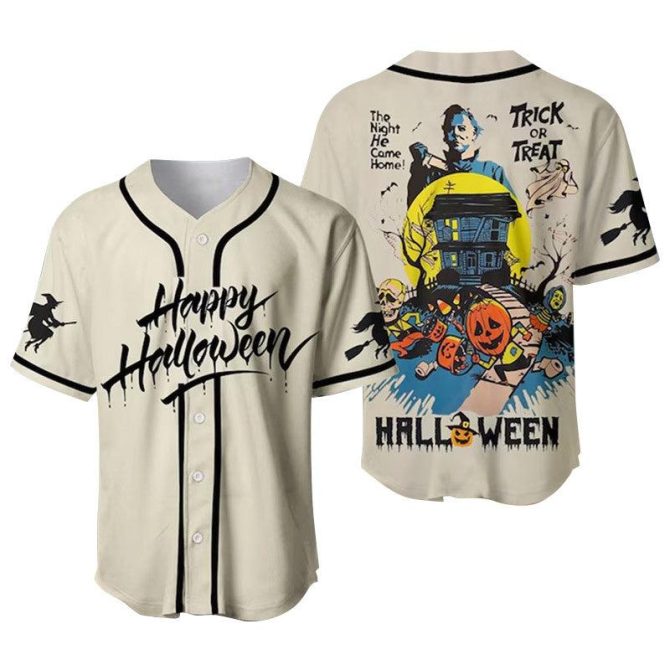 Spooky Halloween Baseball Jersey – Trick Or Treat Graphic Tee For Festive Fun