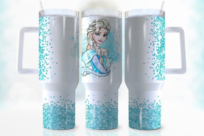 Frozen Glitter Tumbler With Handle - 20Oz Insulated Travel Mug For Kids & Fans