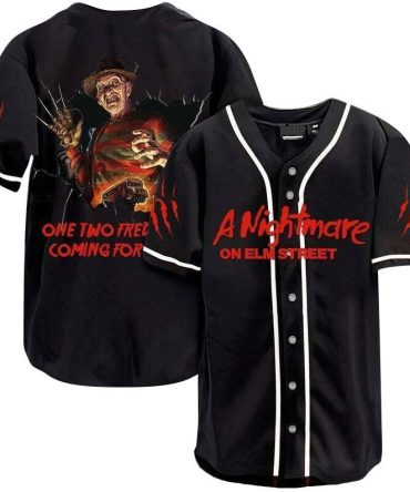 Nightmare On Elm Street Baseball Jersey – Horror Fan Apparel, Freddy Krueger Design