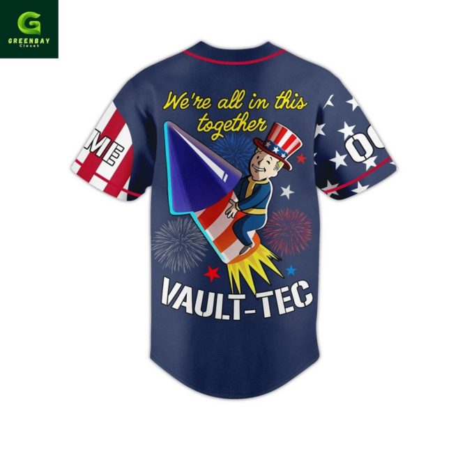 Customizable Fallout Baseball Jersey – Patriotic Vault-Tec Design For Gamers - Image 3