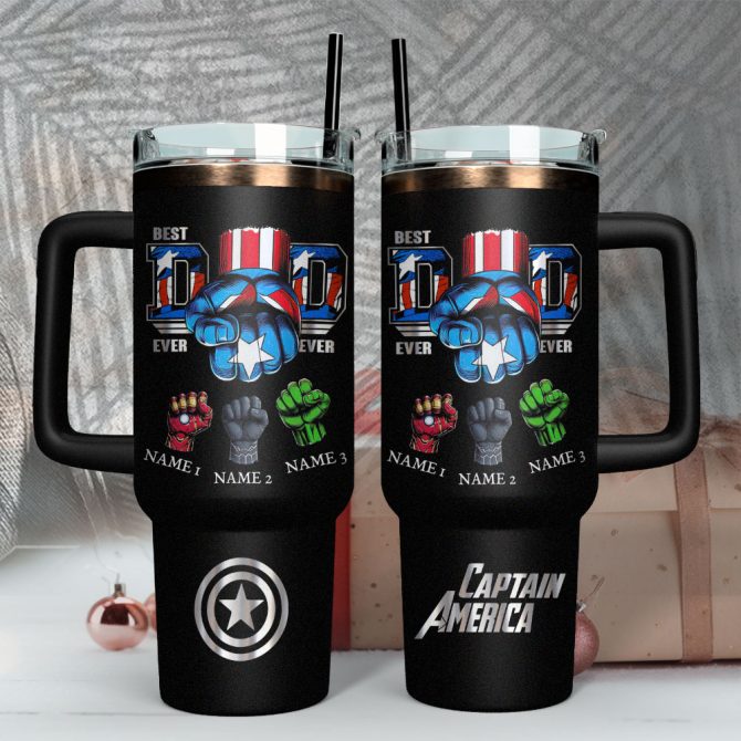 Best Dad Ever Custom Superhero Tumbler Mug – Personalized Gift For Marvel Fans