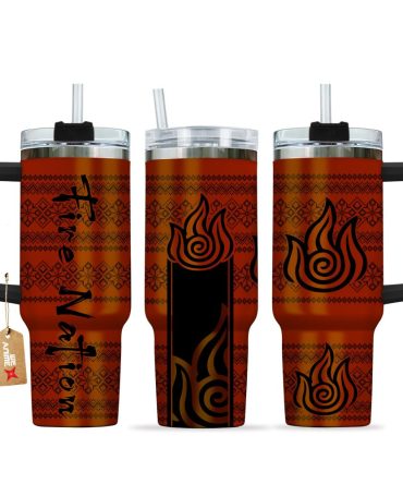 Fire Nation Insulated Tumbler With Handle - Double Wall Travel Mug, 20Oz, Leak-Proof Lid, Hot & Cold Drinks