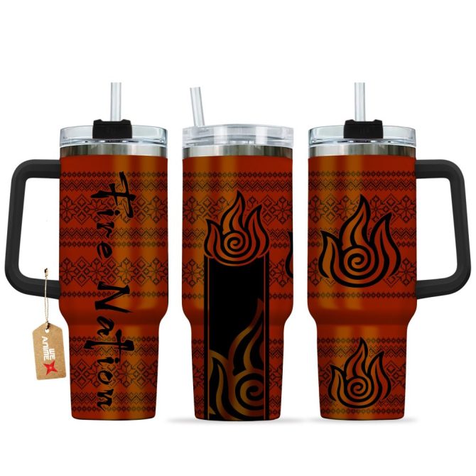 Fire Nation Insulated Tumbler With Handle - Double Wall Travel Mug, 20Oz, Leak-Proof Lid, Hot & Cold Drinks