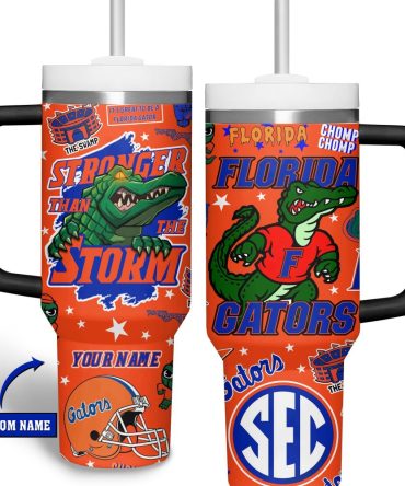 Custom Florida Gators Tumbler - Personalized Insulated Mug - Stronger Than The Storm Design
