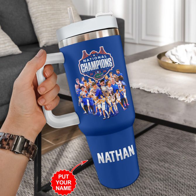 Custom National Champions Tumbler - Personalized Sports Gift With Player Graphics - Image 2