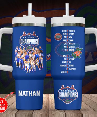 Custom National Champions Tumbler - Personalized Sports Gift With Player Graphics