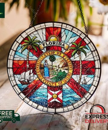 Florida State Stained Glass Panel - Vibrant Home Decor