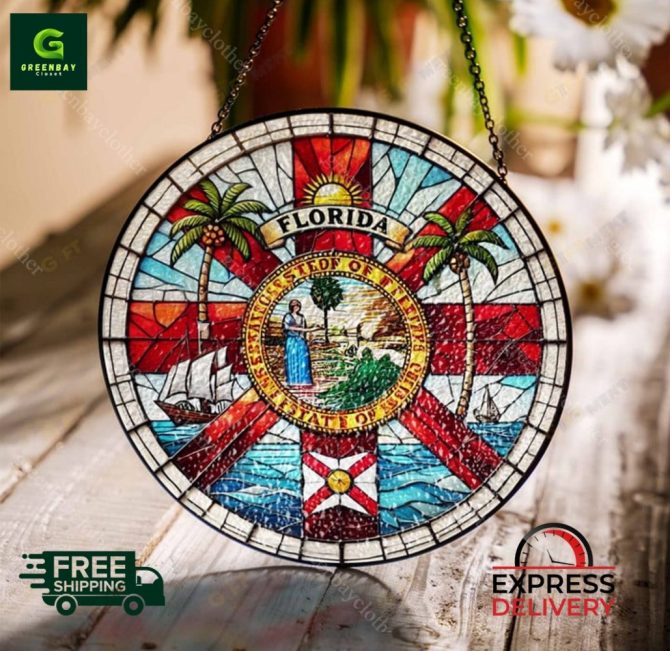 Florida State Stained Glass Panel - Vibrant Home Decor