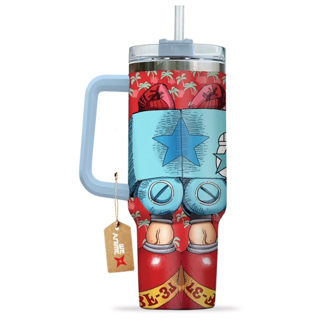 Anime Star Red Travel Mug With Handle & Straw - 30Oz Insulated Stainless Steel Tumbler - Image 3