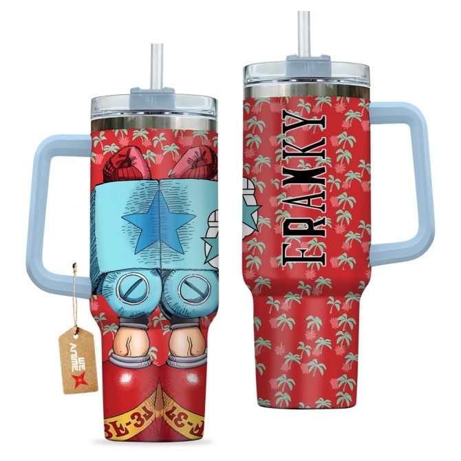 Anime Star Red Travel Mug With Handle & Straw - 30Oz Insulated Stainless Steel Tumbler - Image 2