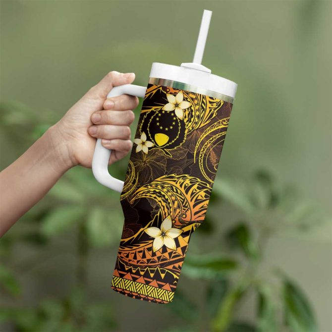 Floral Tropical Tumbler With Handle & Straw - Insulated Travel Mug For Hot & Cold Drinks - 20Oz - Image 3