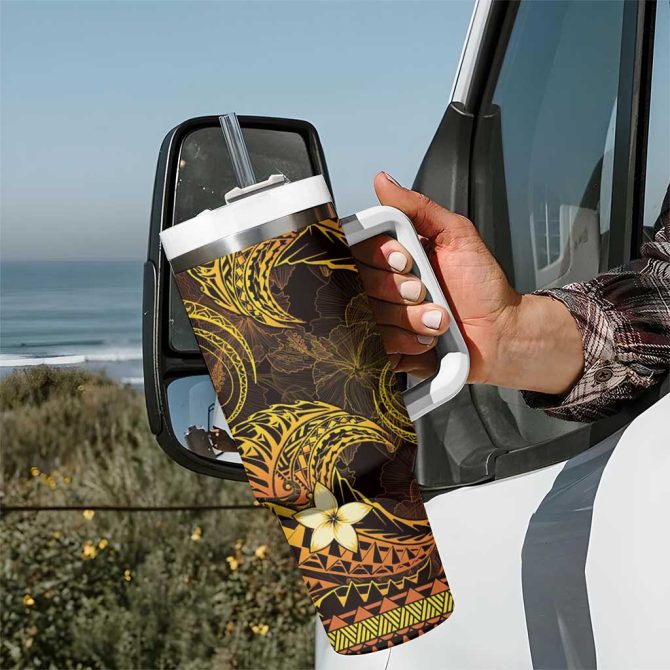 Floral Tropical Tumbler With Handle & Straw - Insulated Travel Mug For Hot & Cold Drinks - 20Oz - Image 7