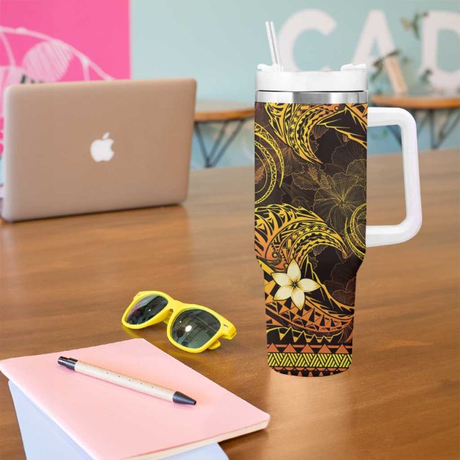 Floral Tropical Tumbler With Handle & Straw - Insulated Travel Mug For Hot & Cold Drinks - 20Oz - Image 5