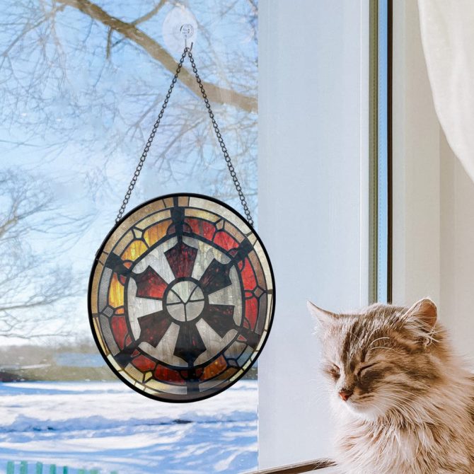 Stunning Stained Glass Sun Catcher - Vibrant Round Window Hanging Art Decor - Image 2