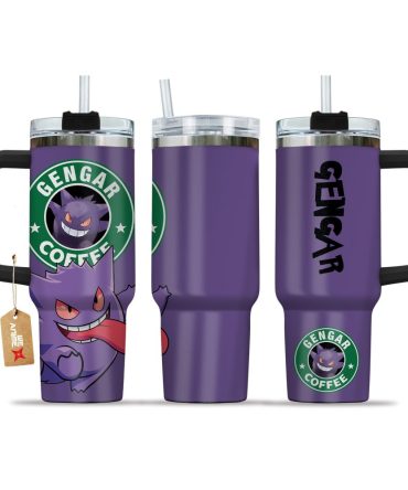 Gengar Coffee Travel Mug – 20Oz Insulated Tumbler With Handle & Straw – Perfect For Pokémon Fans