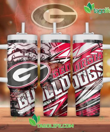 Georgia Bulldogs Insulated Tumbler Mug - Durable Travel Cup With Straw & Handle For Fans