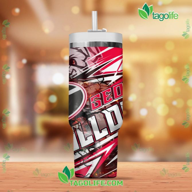 Georgia Bulldogs Insulated Tumbler Mug - Durable Travel Cup With Straw & Handle For Fans - Image 3