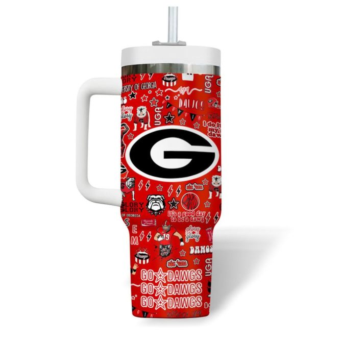 Custom Georgia Bulldogs Insulated Tumbler With Handle – Personalized College Fan Gift - Image 4