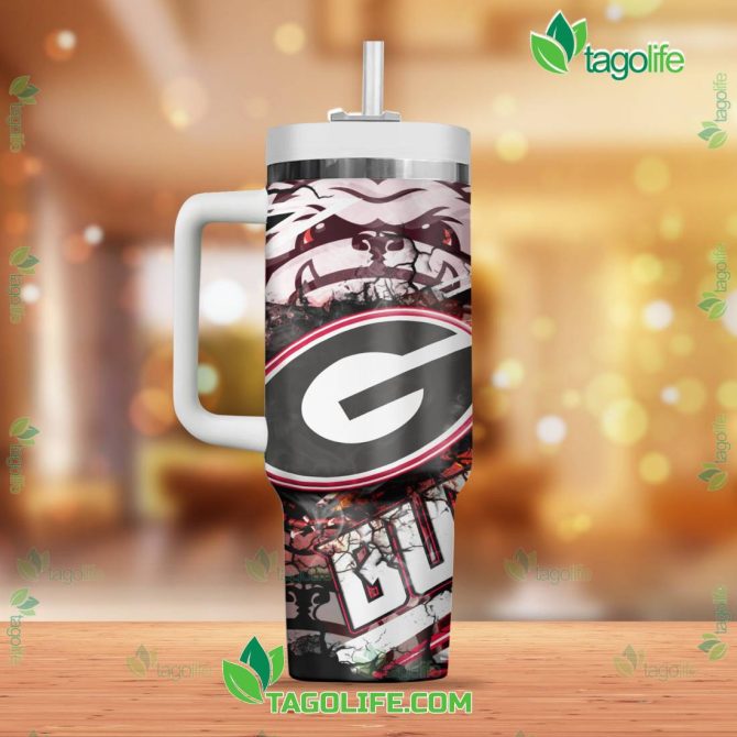 Georgia Bulldogs Insulated Tumbler Mug - Durable Travel Cup With Straw & Handle For Fans - Image 2