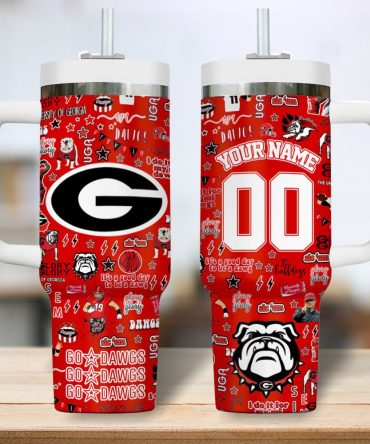 Custom Georgia Bulldogs Insulated Tumbler With Handle – Personalized College Fan Gift