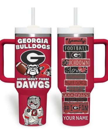 Custom Georgia Bulldogs Tumbler With Handle – Personalized Football Fan Gift