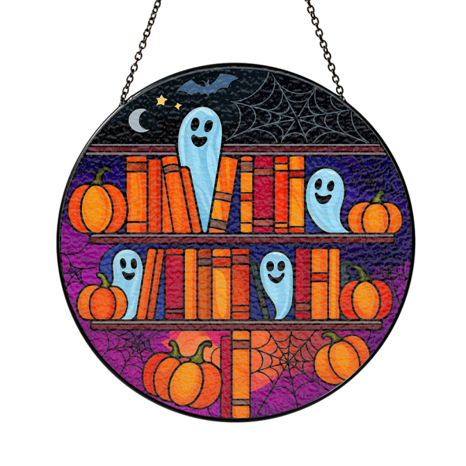 Spooky Halloween Stained Glass Sun Catcher - Ghosts & Pumpkins Décor For Fall Festivities - Image 3