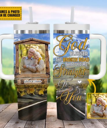Custom Photo Tumbler With Handle - Personalized Gift With Names & Quotes - Perfect For Couples