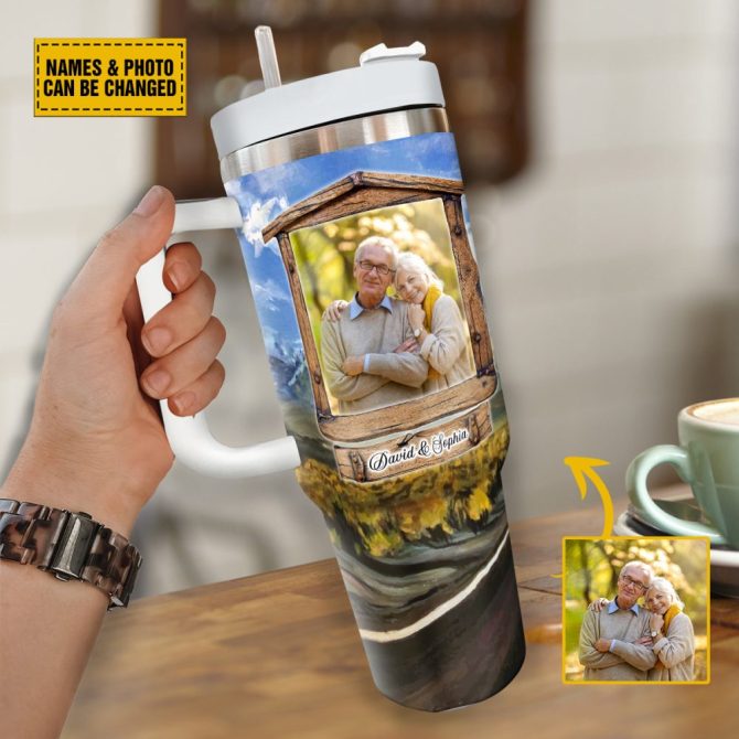 Custom Photo Tumbler With Handle - Personalized Gift With Names & Quotes - Perfect For Couples - Image 4