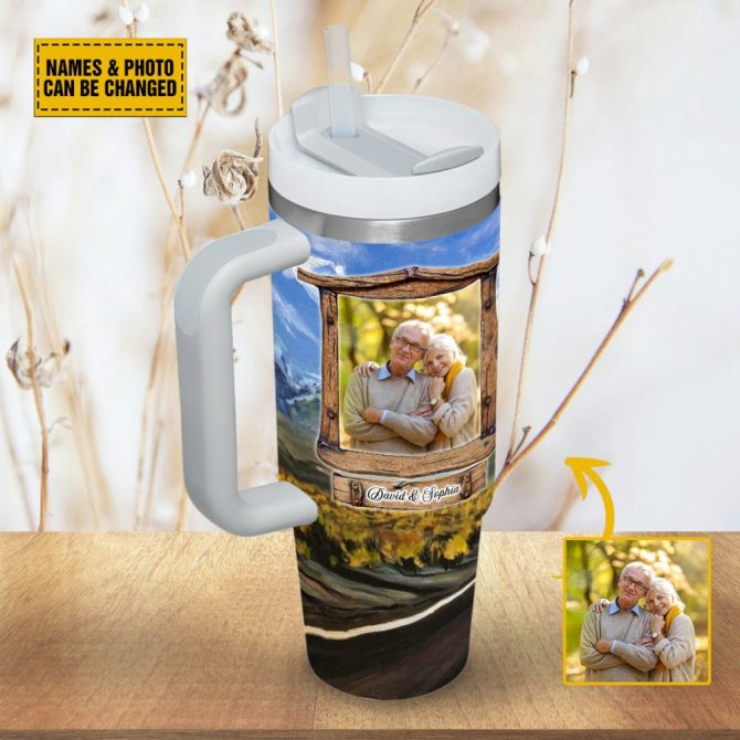 Custom Photo Tumbler With Handle - Personalized Gift With Names & Quotes - Perfect For Couples - Image 5