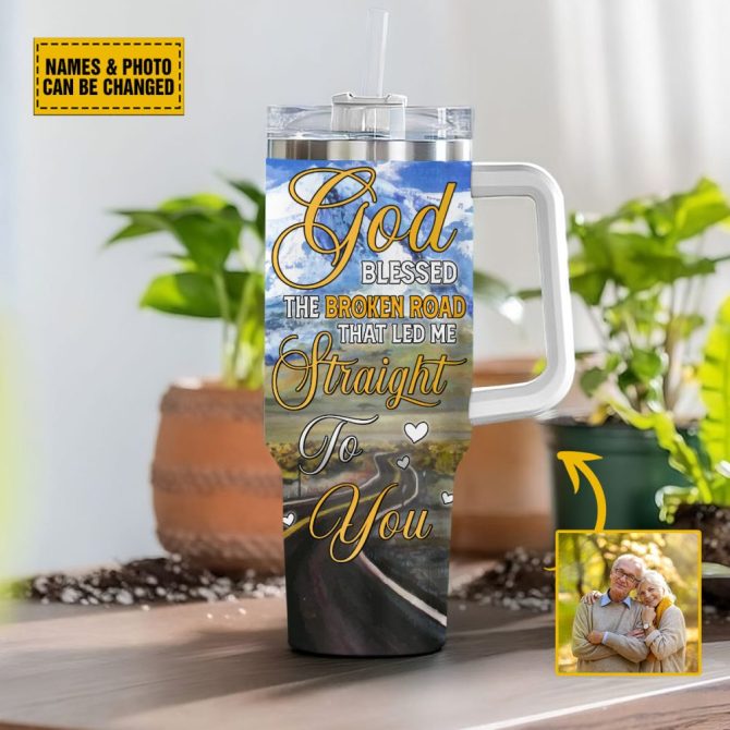 Custom Photo Tumbler With Handle - Personalized Gift With Names & Quotes - Perfect For Couples - Image 3