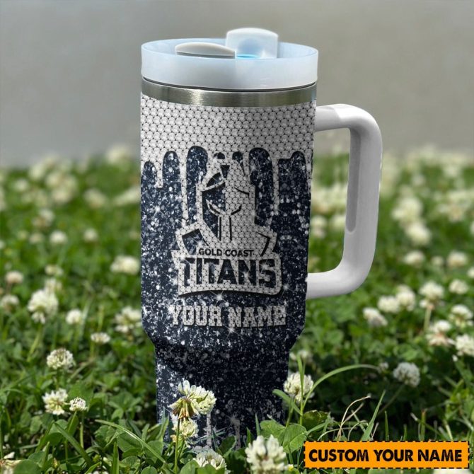 Custom Gold Coast Titans Tumbler With Handle - Personalize Your Drinkware Today! - Image 2